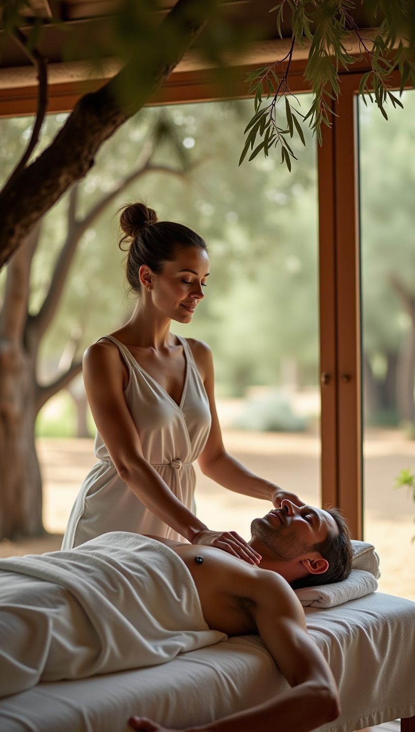 Σαλάτα με ελιές και ελαιόλαδο σε πιάτο