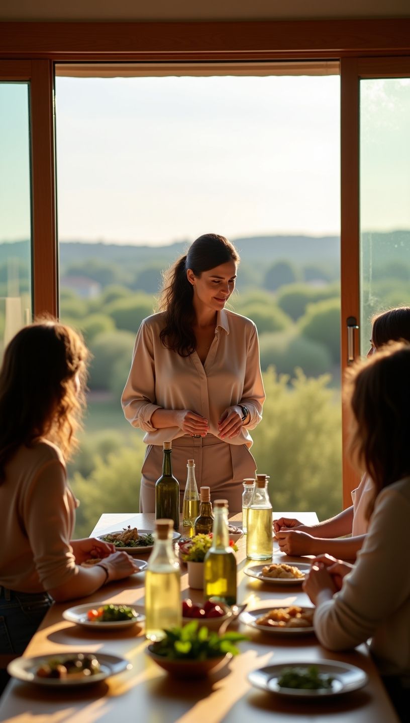 Επαγγελματίας σεφ που ρίχνει ελαιόλαδο σε πιάτο στο εστιατόριο.